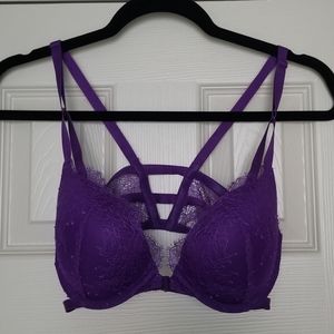 VS 32D purple lace push up bra